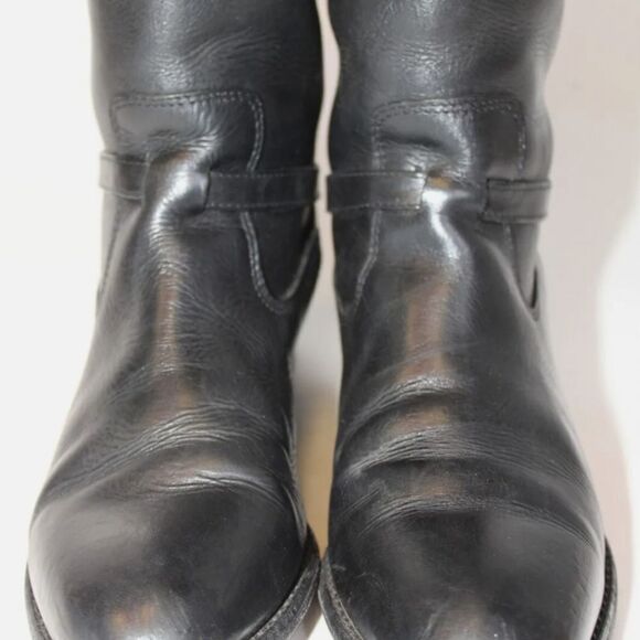 Frye Lindsay Plate Tall Black Leather Harness Riding Boots - Picture 4 of 13